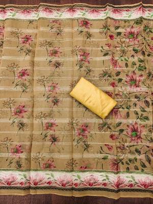 Yellow color sequence heavy organza straight churidar dress material 3