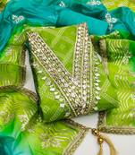 Multi color digital print heavy organza straight churidar dress material