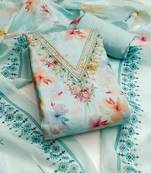 Sky blue color digital print lilan cotton straight churidar dress material