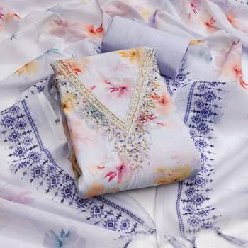 Lavender color digital print lilan cotton straight churidar dress material 1
