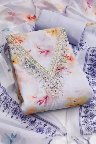 Lavender color digital print lilan cotton straight churidar dress material