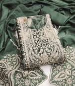 Sea green color printed pure modal cotton straight churidar dress material