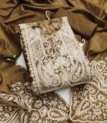 Caramel brown color printed pure modal cotton straight churidar dress material