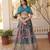 Russian Silk Semi-Stitched Kurta with Foil Embroidery & Printed Lehenga
