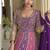 Violet georgette embroidered seroski zarkan gown with embroidered dupatta