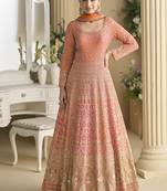 Orange embroidered seroski zarkan gown with embroidered dupatta