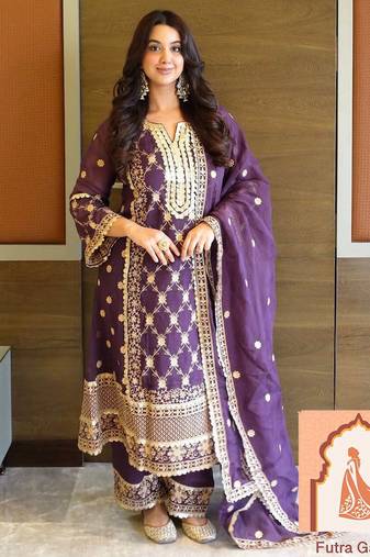 Designer Purple Ethnic Suit Set