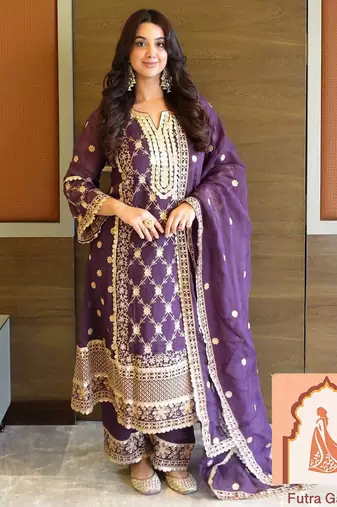 Designer Purple Ethnic Suit Set