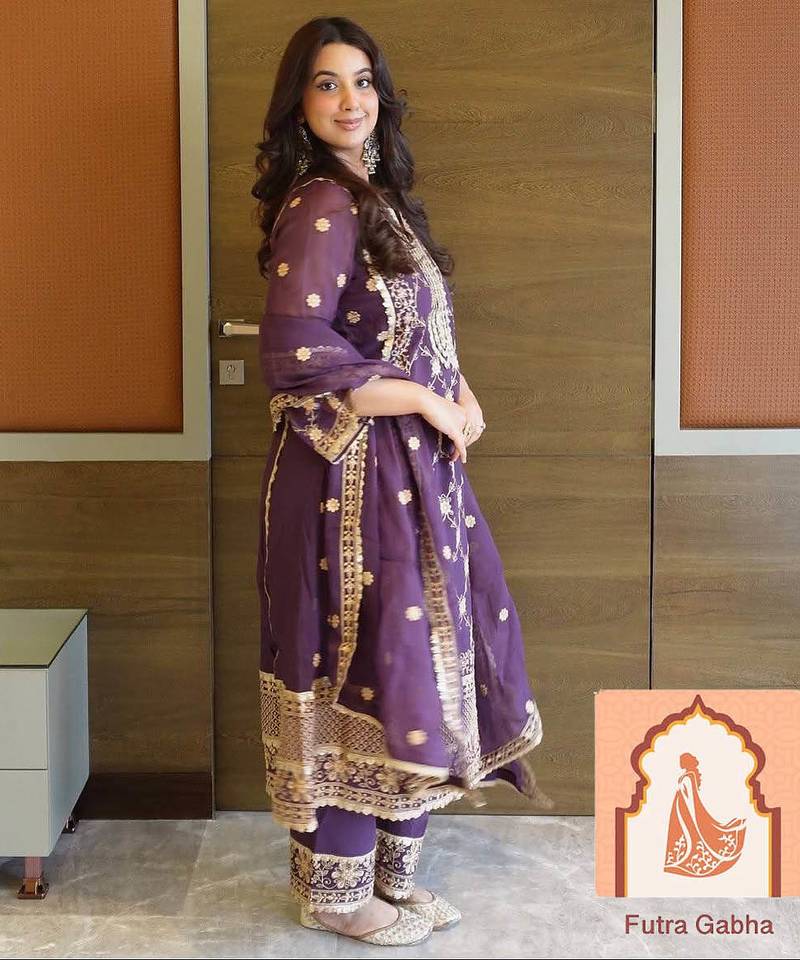 Designer Purple Ethnic Suit Set