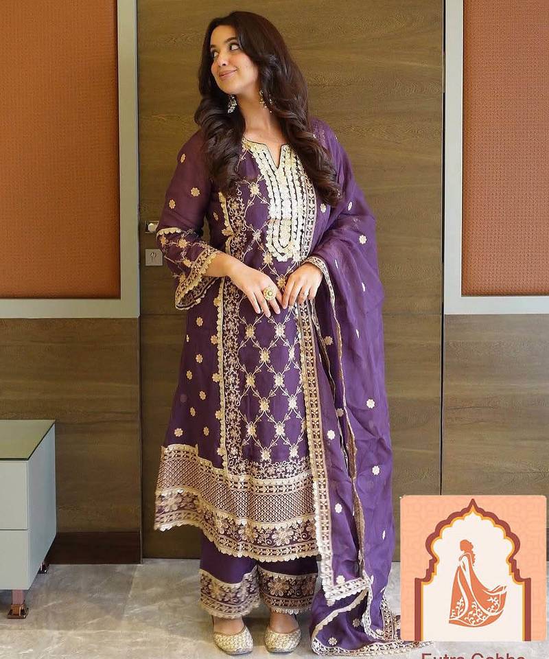 Designer Purple Ethnic Suit Set