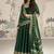 Green viscos jacquard silk embroidered gown with viscos dupatta