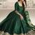 Green viscos jacquard silk embroidered gown with viscos dupatta