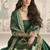 Green viscos jacquard silk embroidered gown with viscos dupatta