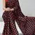 black color polka dots print heavy japan satin saree with unstitched blouse