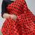 red color polka dots print heavy japan satin saree with unstitched blouse