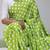green color polka dots print heavy japan satin saree with unstitched blouse