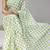 white color polka dots print heavy japan satin saree with unstitched blouse