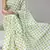 white color polka dots print heavy japan satin saree with unstitched blouse