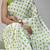 white color polka dots print heavy japan satin saree with unstitched blouse