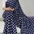 neavy-blue color polka dots print heavy japan satin saree with unstitched blouse