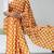 orange color polka dots print heavy japan satin saree with unstitched blouse