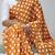 orange color polka dots print heavy japan satin saree with unstitched blouse