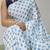 sky color polka dots print heavy japan satin saree with unstitched blouse
