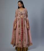 pink embroidered silk lehenga set