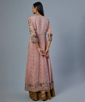 pink embroidered silk lehenga set 2