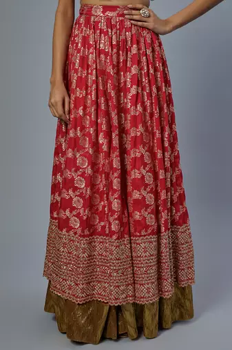 pink embroidered silk lehenga set