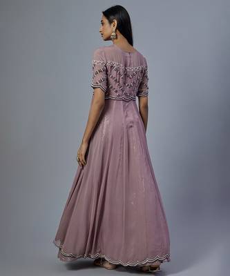 lavender embroidered organza lehenga set 2