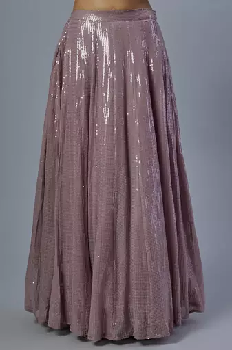 lavender embroidered organza lehenga set