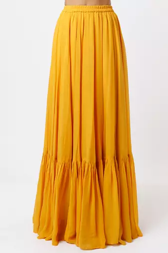 yellow embroidered organza lehenga set