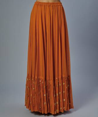 orange embroidered organza lehenga set 3