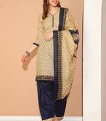 beige cotton printed ready to wear salwar suit