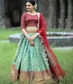 Vichitra Silk Semi-Stitched Kurta Set with Plain Design & Embroidered Lace Border