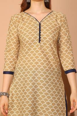 beige cotton printed ready to wear salwar suit 4