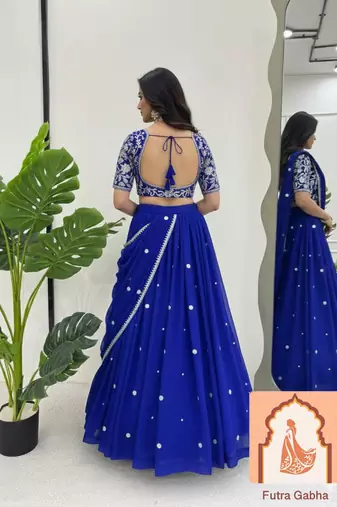 Royal Blue Fully Stitched Lehenga & Blouse Set