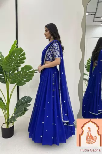 Royal Blue Fully Stitched Lehenga & Blouse Set