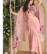 Baby pink digital print indowestern wedding collection free size upto 42