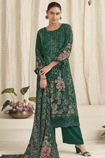 green georgette digital printed dress material