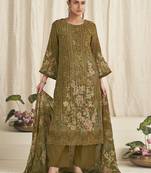mustard georgette digital printed dress material