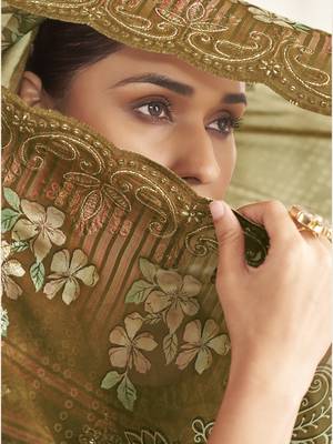 mustard georgette digital printed dress material 2