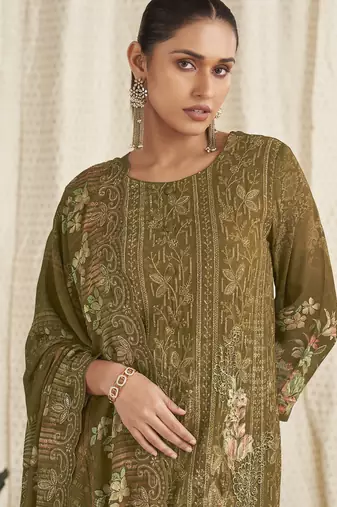mustard georgette digital printed dress material