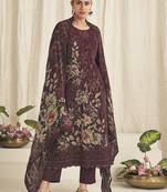 brown georgette digital printed dress material