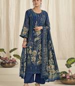 navy blue georgette digital printed dress material