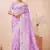violet color resham & sequins embroidered gold crush silk blend saree