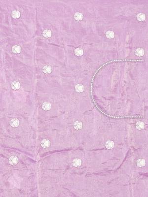 violet color resham & sequins embroidered gold crush silk blend saree 5