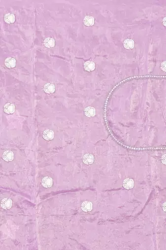 violet color resham & sequins embroidered gold crush silk blend saree