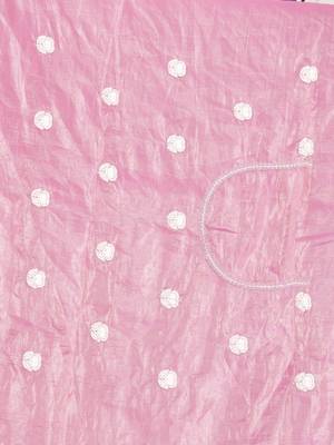 dusty pink color resham & sequins embroidered gold crush silk blend saree 5